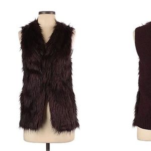 Faux Fur sweater Vest M Purplei